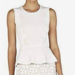 Elegant White Sleeveless Peplum Top